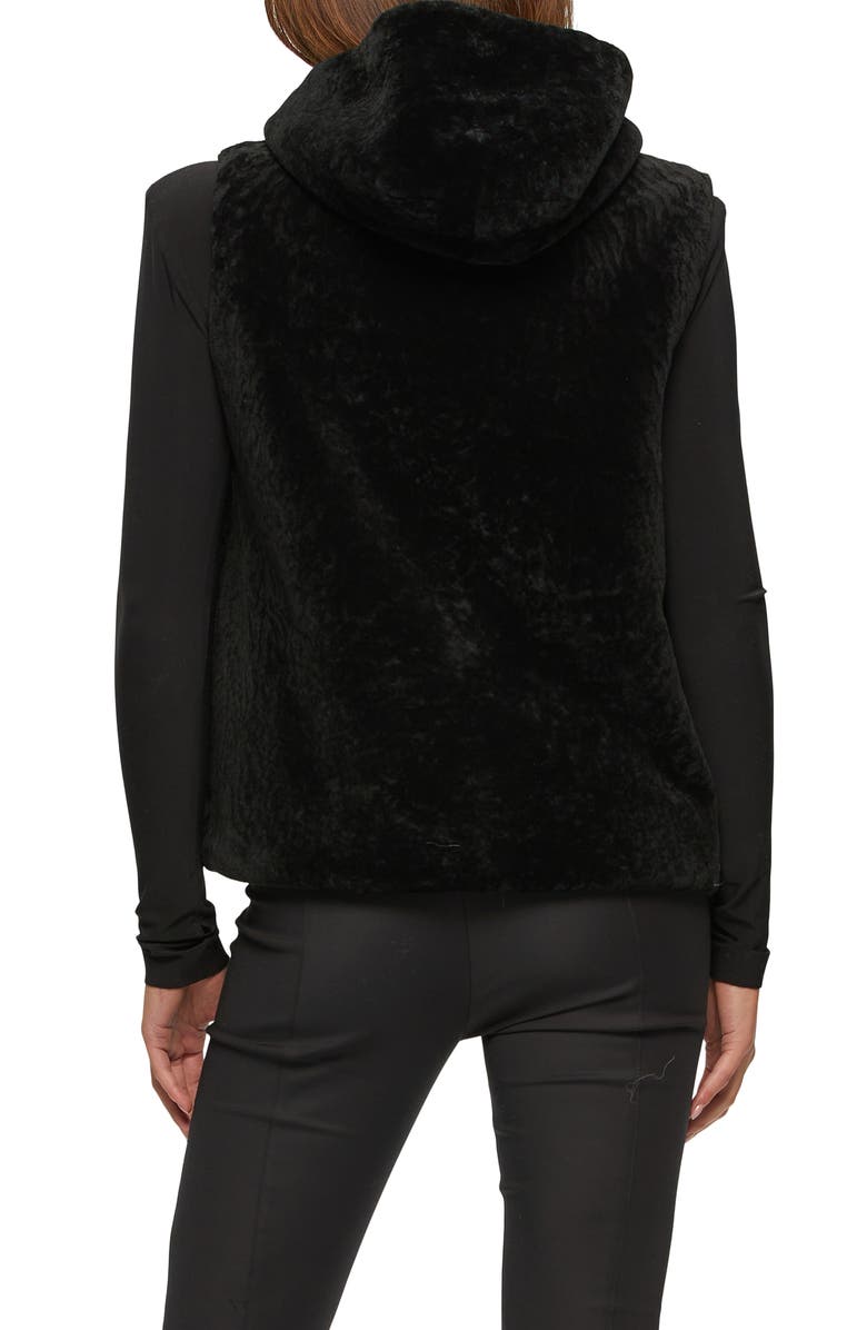 GORSKI Reversible Genuine Shearling Hooded Vest, Alternate, color, Black/Black