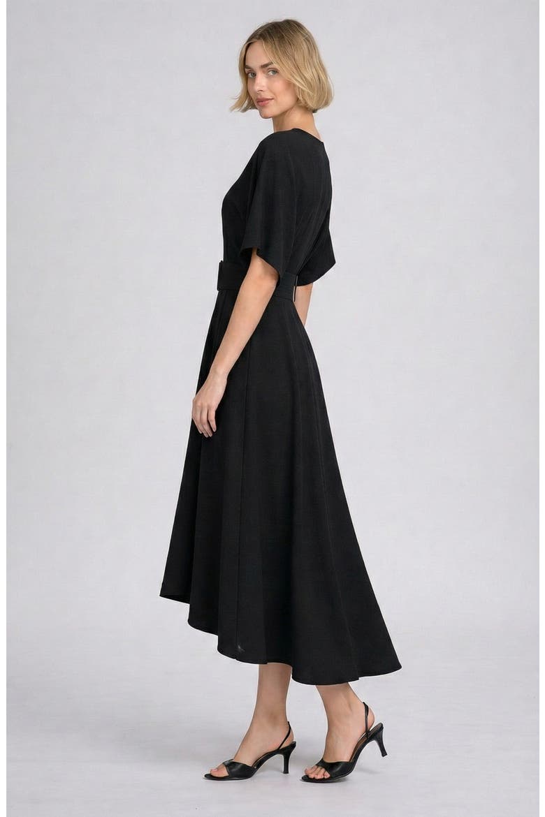 Belted Midi Dress, Alternate, color, BLACK