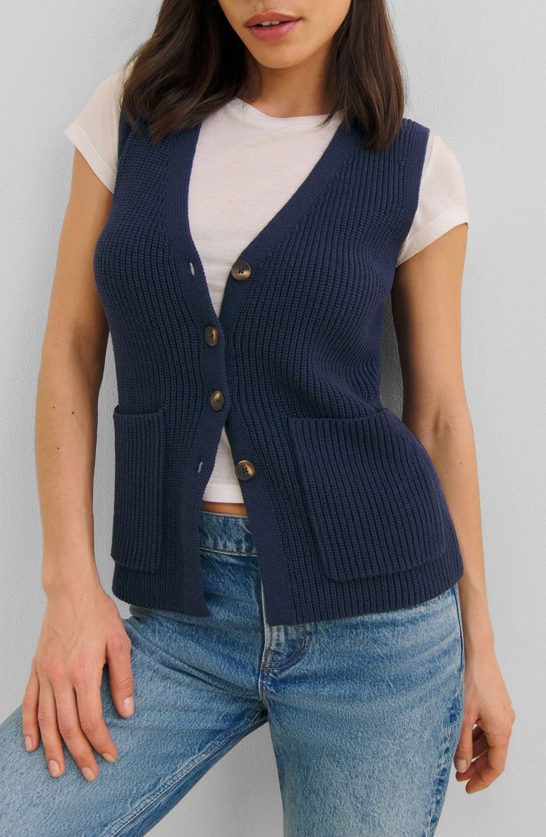 Reformation Faye Organic Cotton Sweater Vest, Main, color, 