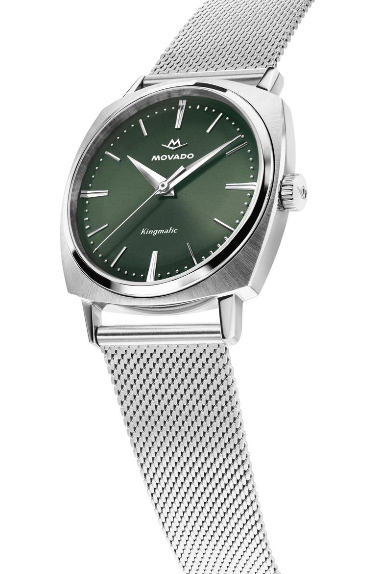Kingmatic Automatic Mesh Strap Watch, 35mm, Alternate, color, GREEN