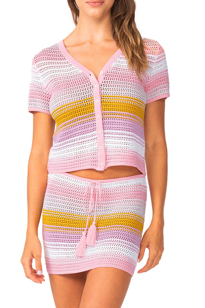 Ellie Open Stitch Cover-Up Top, Main, color, CLEMENTINE