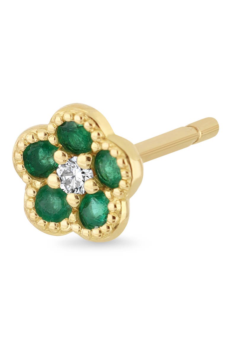 El Mar Diamond & Gemstone Flower Stud Earrings (Online Trunk Show), Alternate, color, 18K YELLOW GOLD/ EMERALD