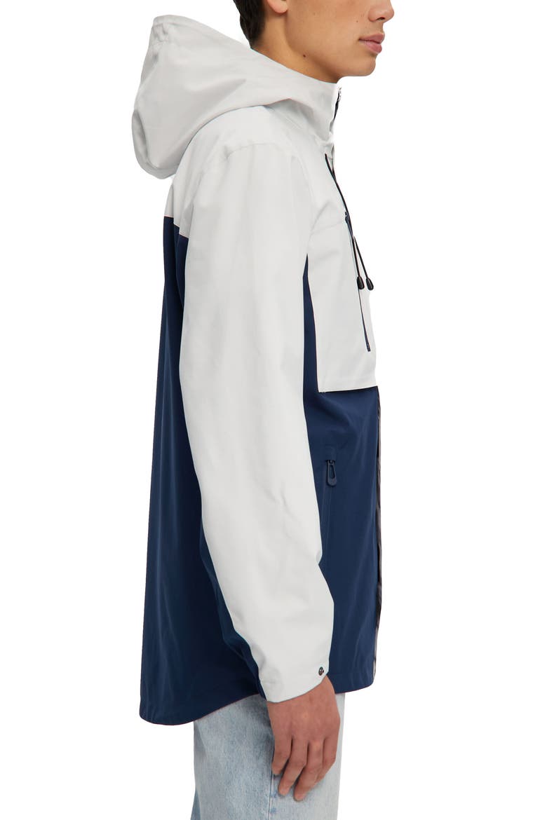 Elliott Water Resistant Two Tone Hooded Jacket, Alternate, color, WHITE/ NAVY