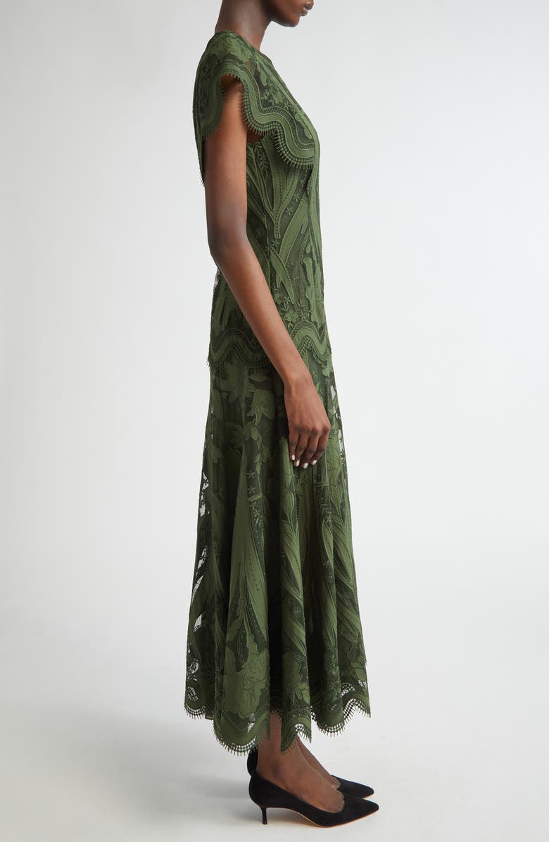 Lela Rose Floral Lace A-Line Dress, Alternate, color, Forest