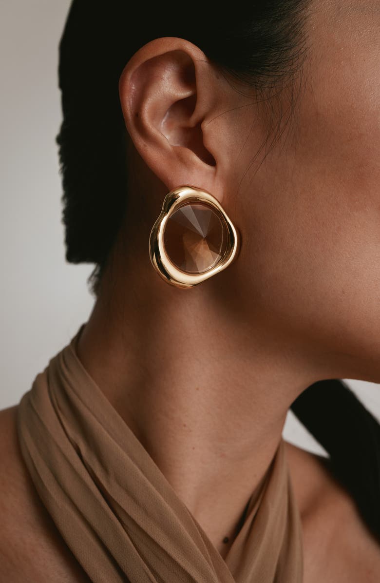 LELET NY Sloane Crystal Button Earrings, Alternate, color, Topaz/ Gold