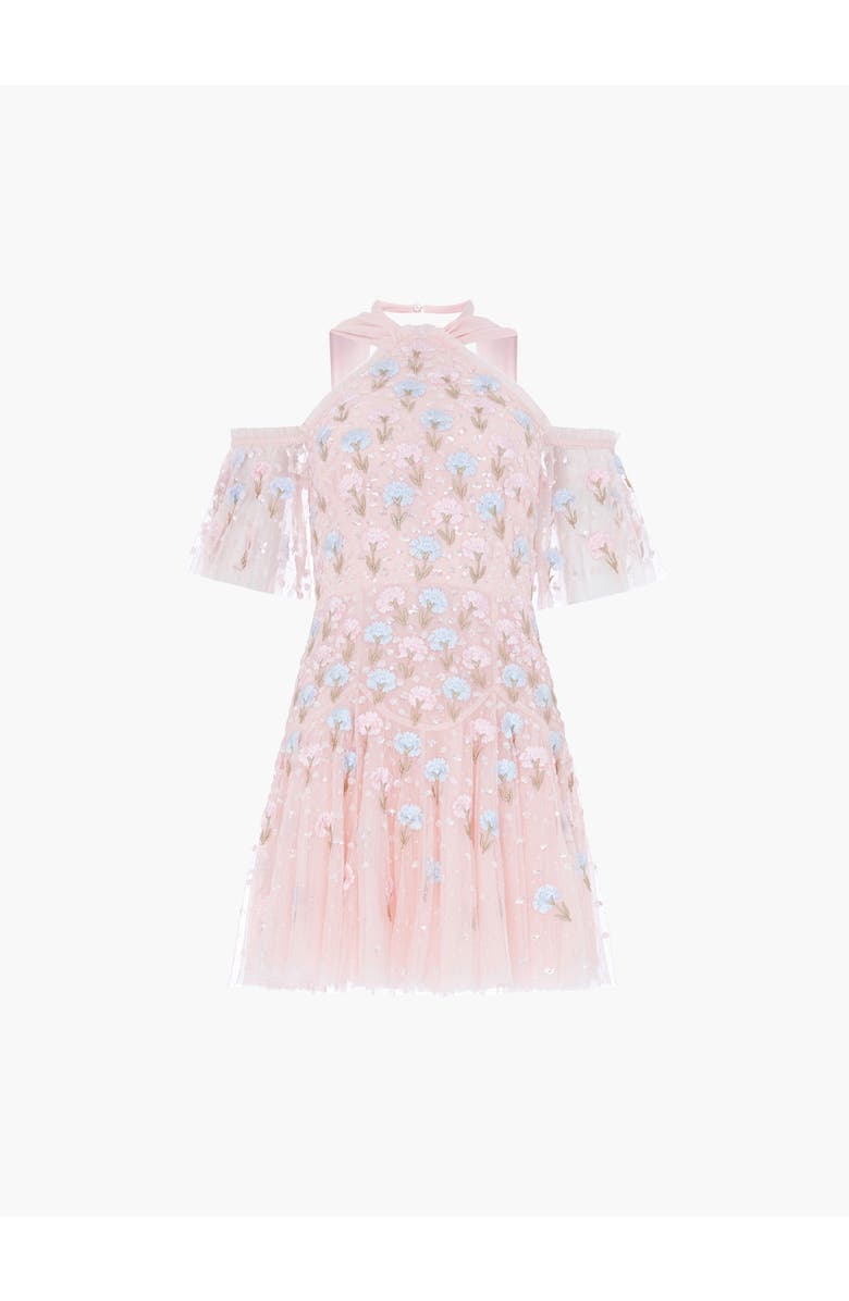 Needle & Thread Dandelion Ditsy Halter-neck Mini Dress, Alternate, color, Seashell