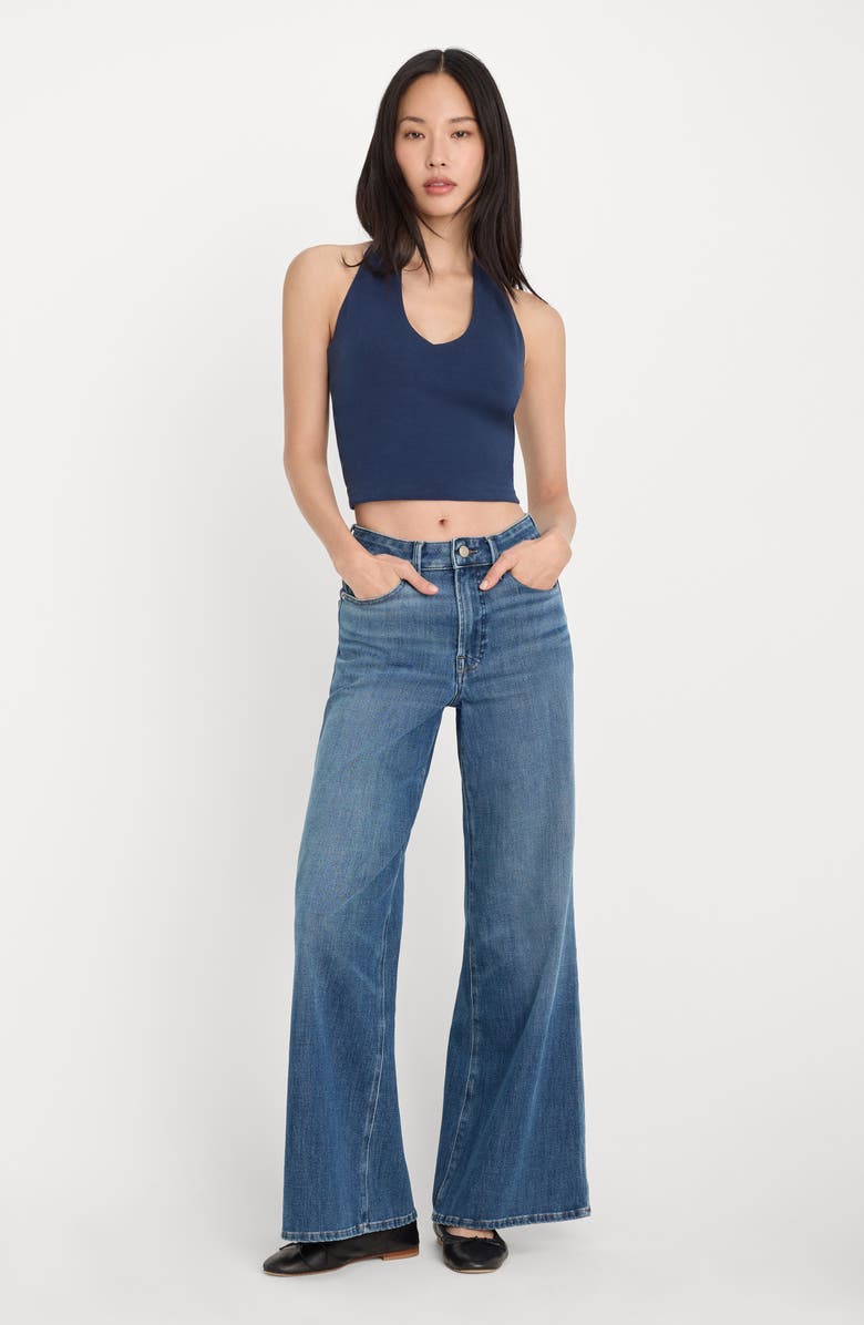 Good American Super Stretch Crop Halter Tank, Alternate, color, Horizon Ink