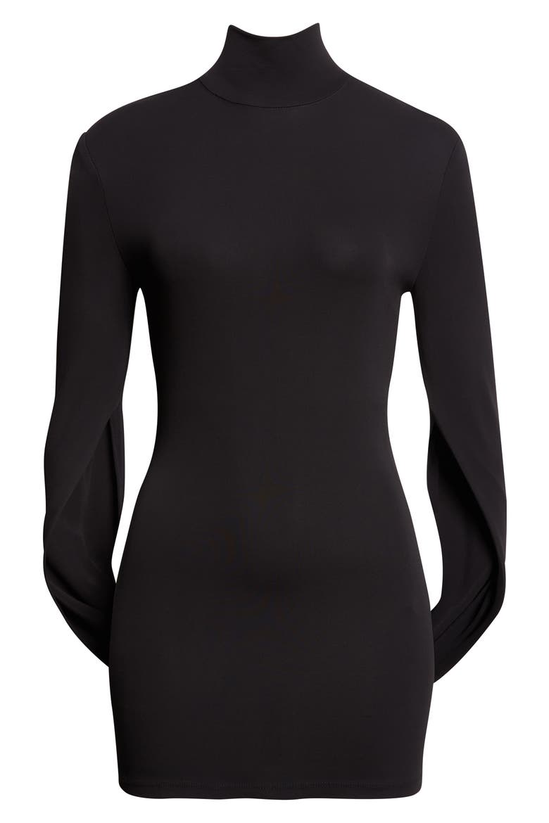 Drape Back Minidress, Alternate, color, BLACK