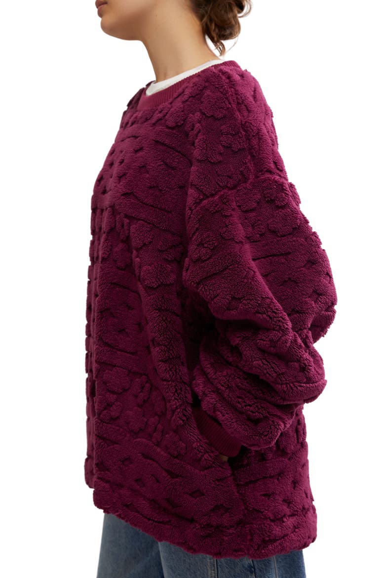 Oversize Faux Fur Sweatshirt, Alternate, color, BERRY COMBO