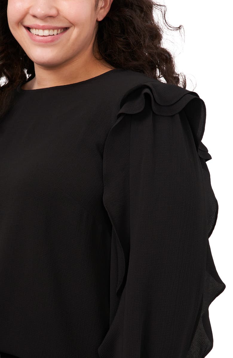 CeCe Ruffle Sleeve Crepe Top, Alternate, color,