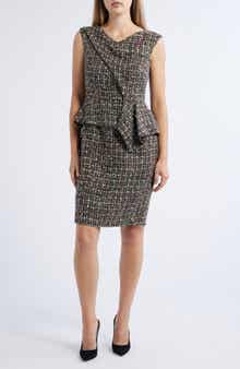 Eliza J Bouclé Peplum Dress