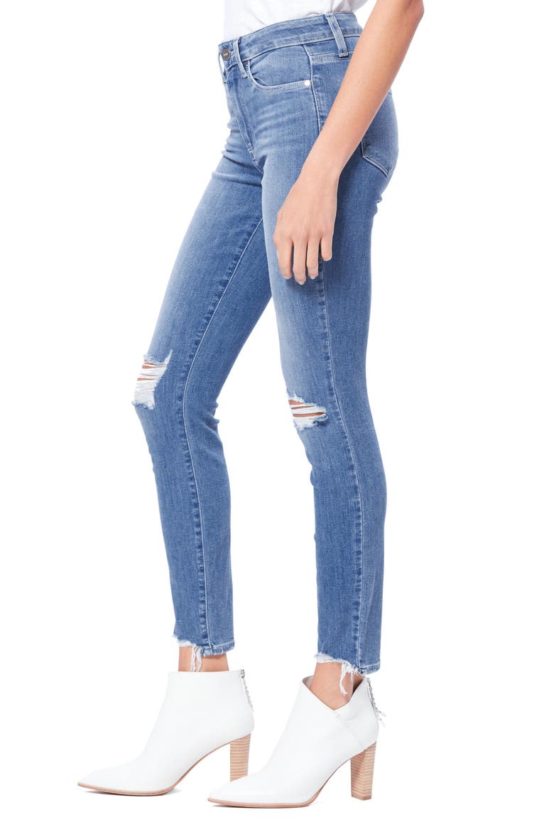 Transcend Hoxton Ripped High Waist Ankle Skinny Jeans, Alternate, color, GLACIAL DESTRUCTED