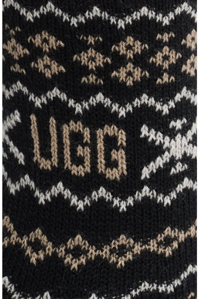 Cressida Jacquard Quarter Socks, Alternate, color, BLACK MULTI UGGISLE