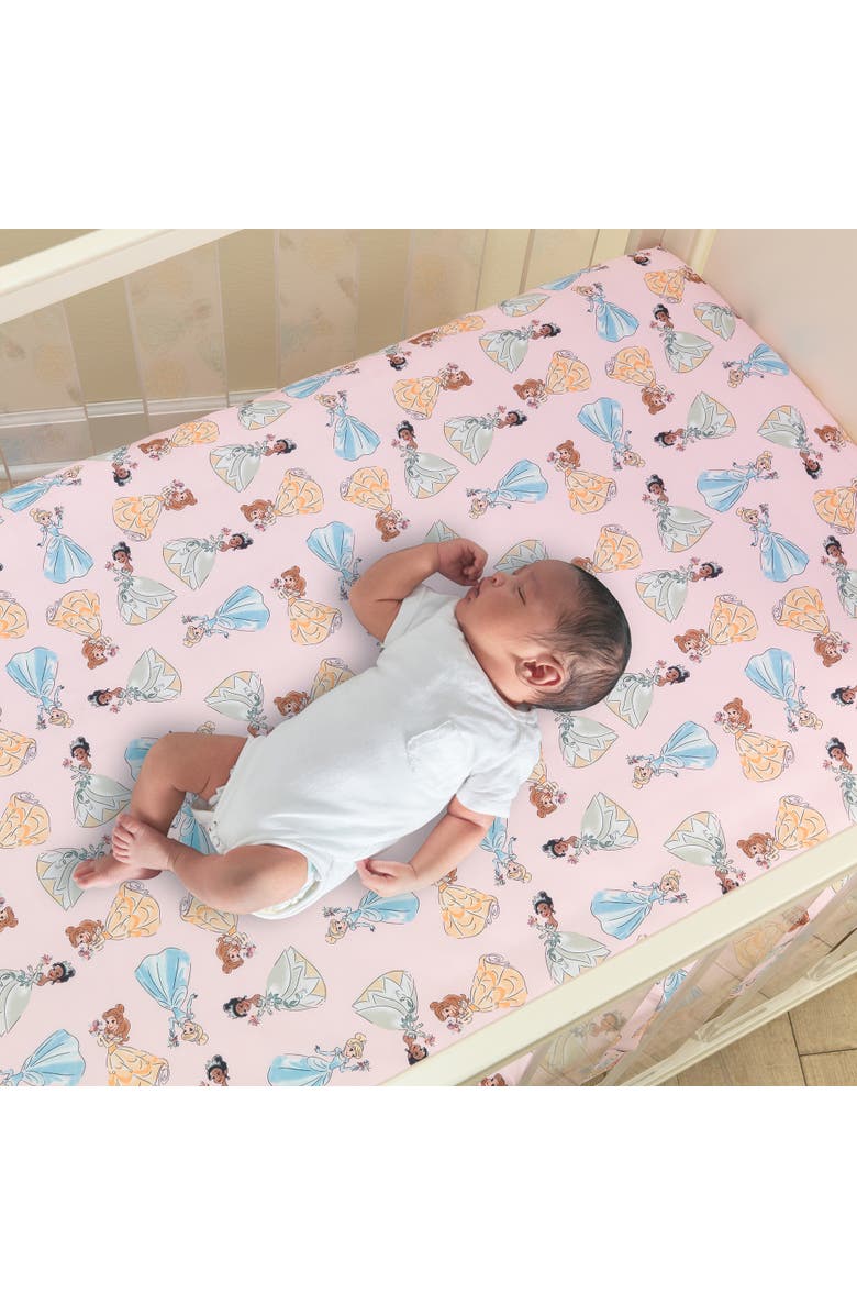 Lambs & Ivy Disney Princesses 3-Piece Nursery Baby Crib Bedding Set, Alternate, color, Pink