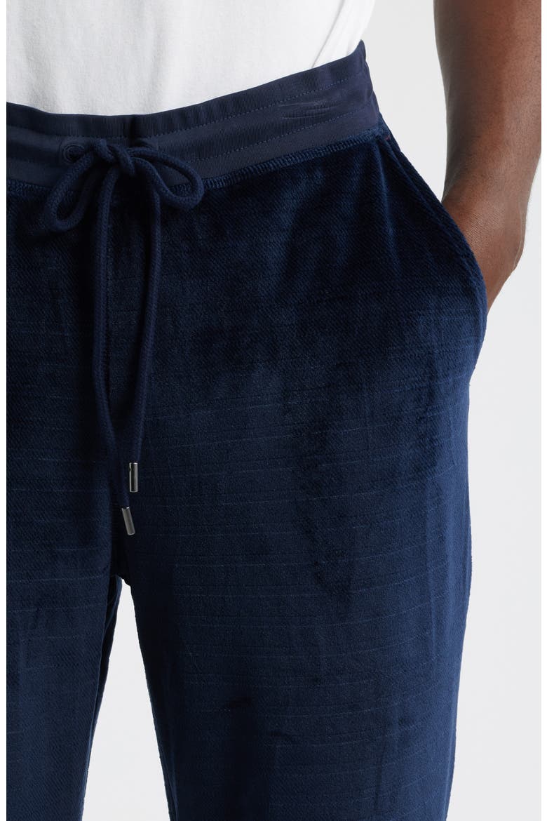 Angled Stripe Velour Pajama Pants, Alternate, color, NAVY