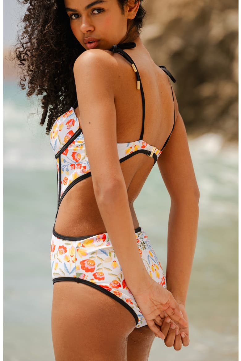 White Bloom One-Piece Swimsuit, Alternate, color, White