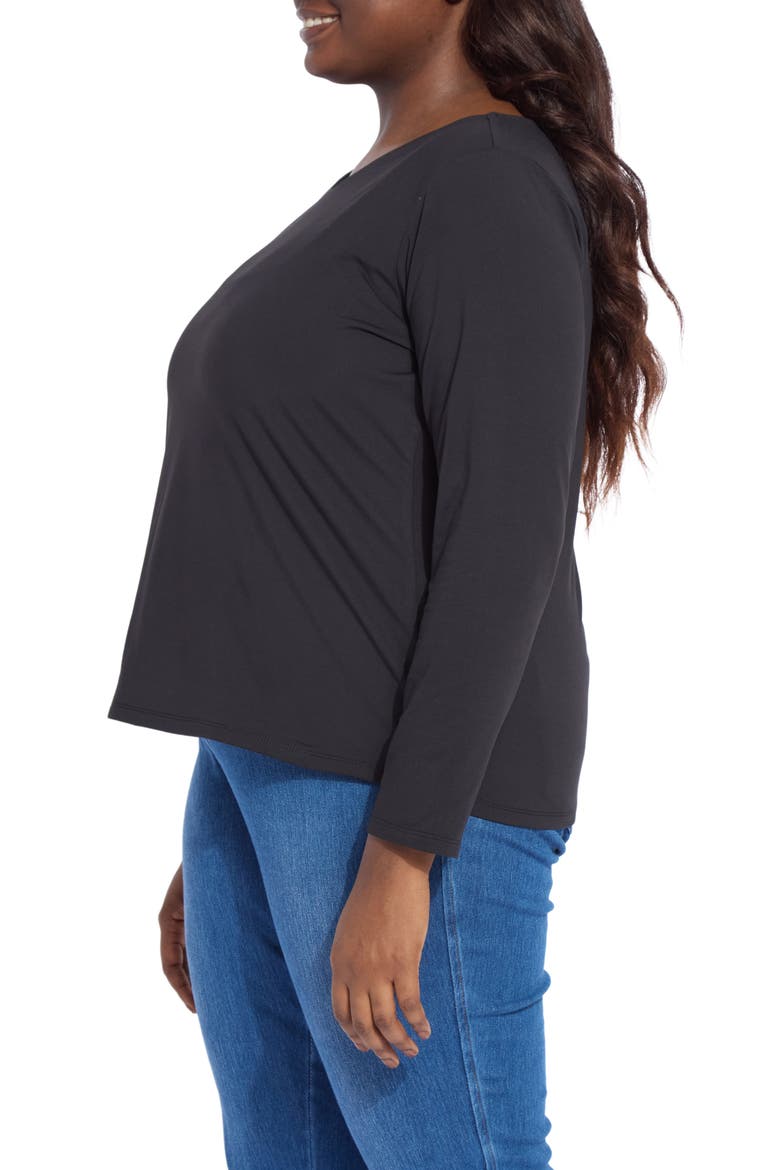 Lyssential V-Neck Long Sleeve Top, Alternate, color, BLACK