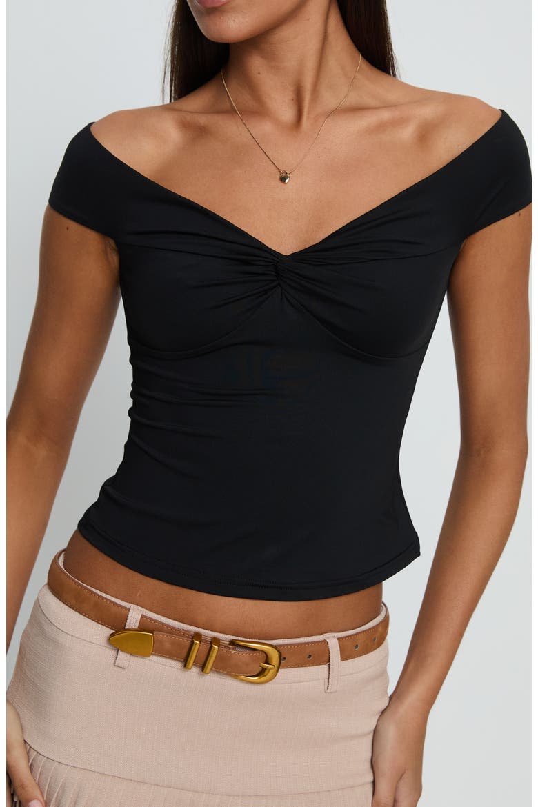 Maxeina Off the Shoulder Top, Alternate, color, BLACK