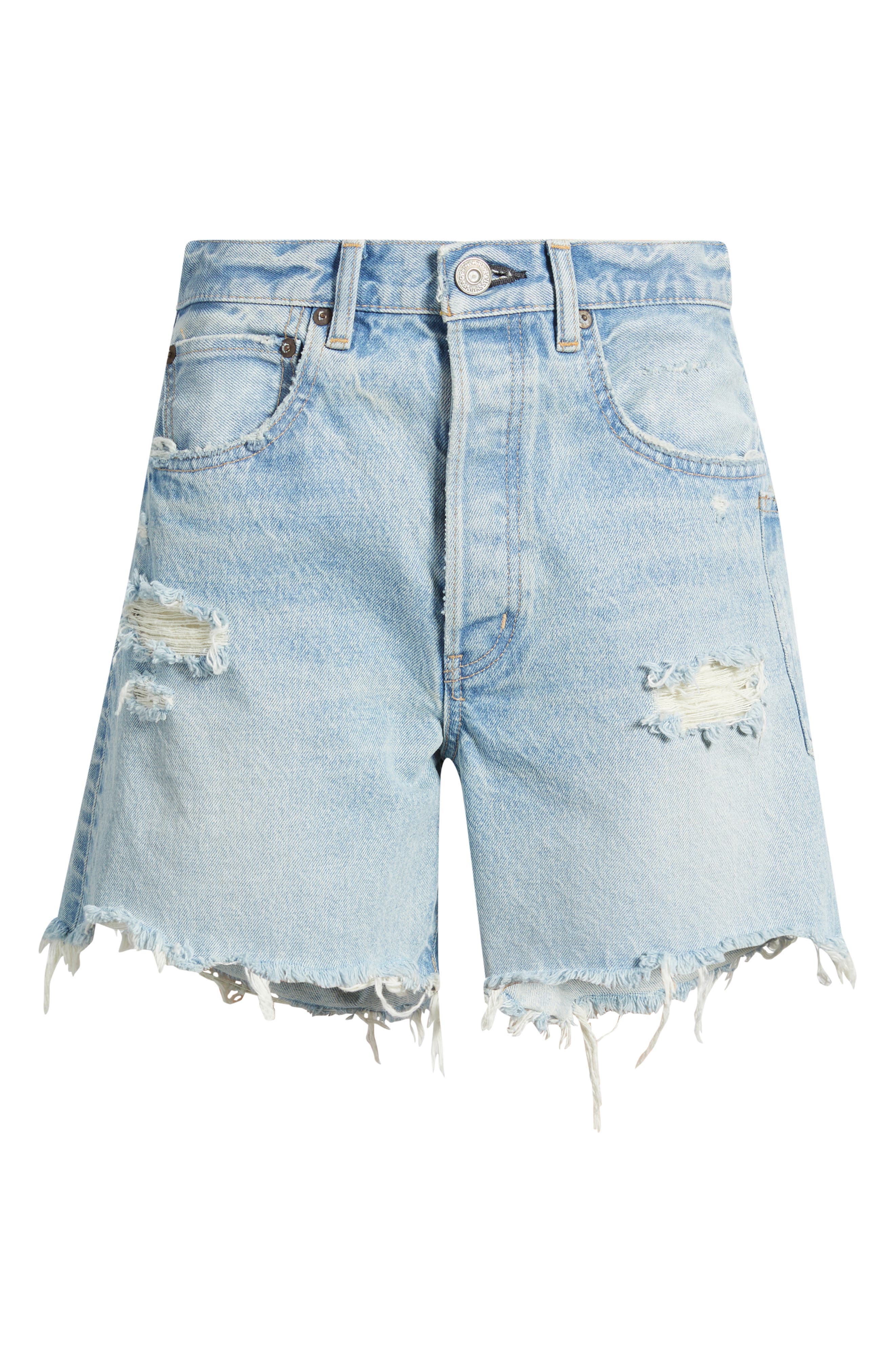 MOUSSY VINTAGE McKendree High Waist Ripped & Repaired Denim Cutoff