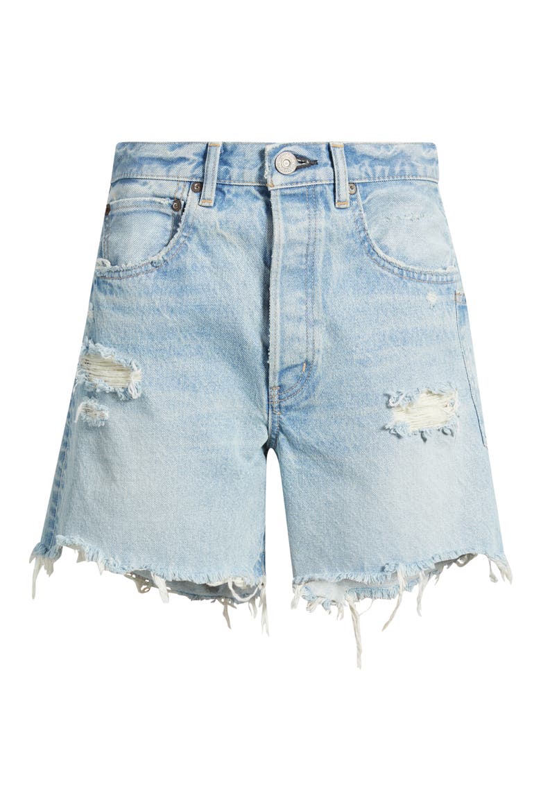 McKendree High Waist Ripped & Repaired Denim Cutoff Shorts, Alternate, color, LIGHT BLUE