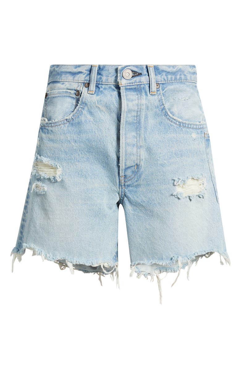 MOUSSY VINTAGE McKendree High Waist Ripped & Repaired Denim Cutoff Shorts, Alternate, color, Light Blue