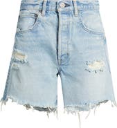 MOUSSY VINTAGE McKendree High Waist Ripped & Repaired Denim Cutoff Shorts