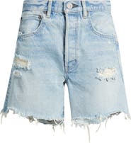 MOUSSY VINTAGE McKendree High Waist Ripped & Repaired Denim Cutoff Shorts
