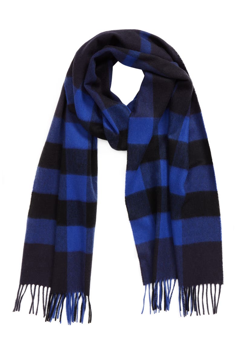 Check Cashmere Scarf, Alternate, color, DEEP ROYAL BLUE