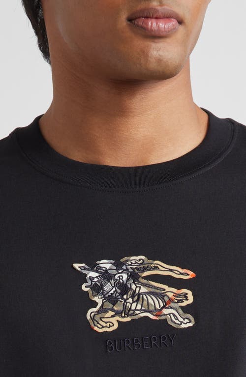 Burberry Equestrian Knight-check Cotton T-shirt In Black