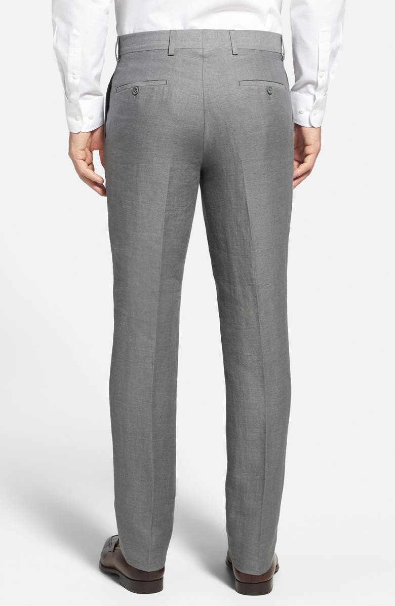 Linea Naturale Updated Flat Front Linen Trousers, Alternate, color, 