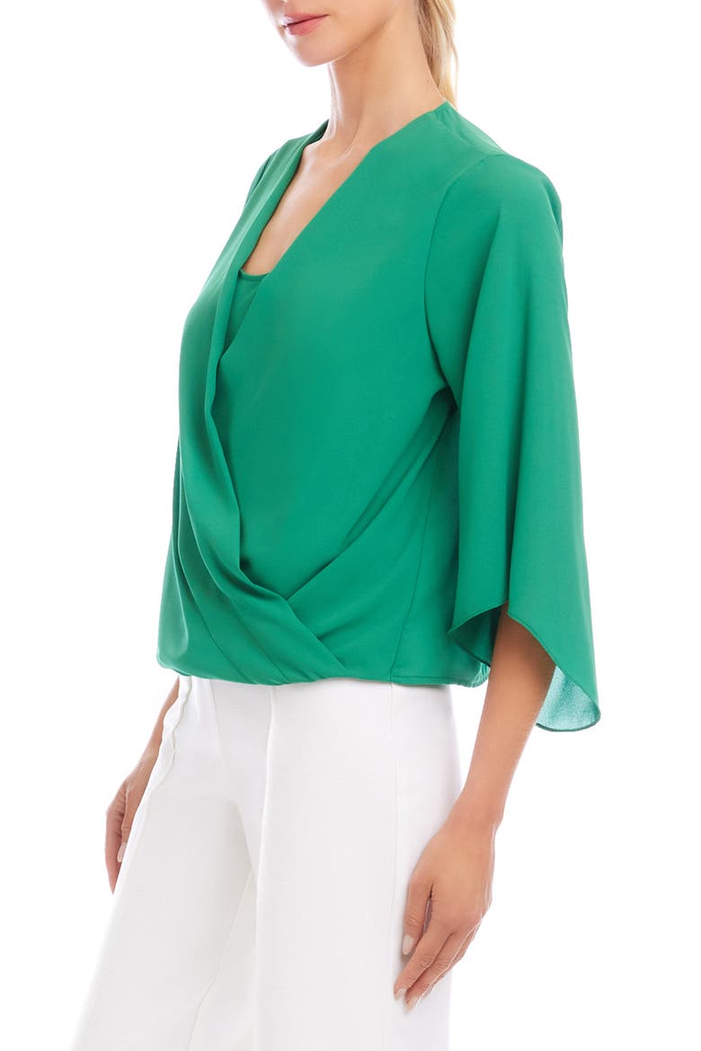 Drape Crossover Crepe Top, Alternate, color, GREEN