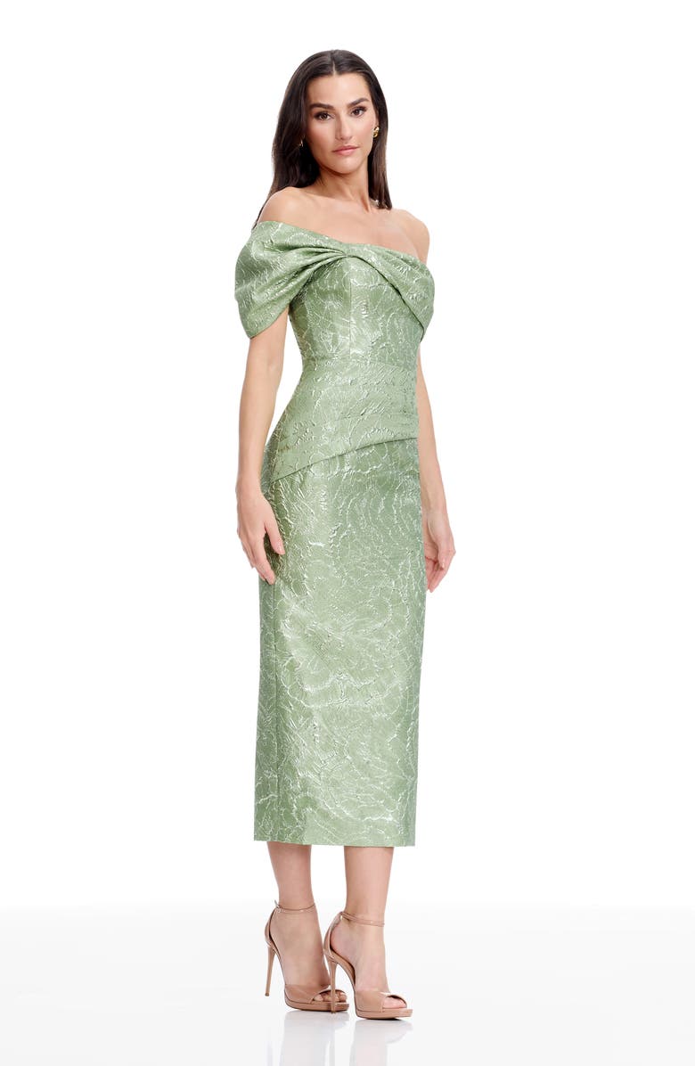 Dress the Population Cyprus Metallic Floral Jacquard Sheath Dress, Alternate, color, Sage