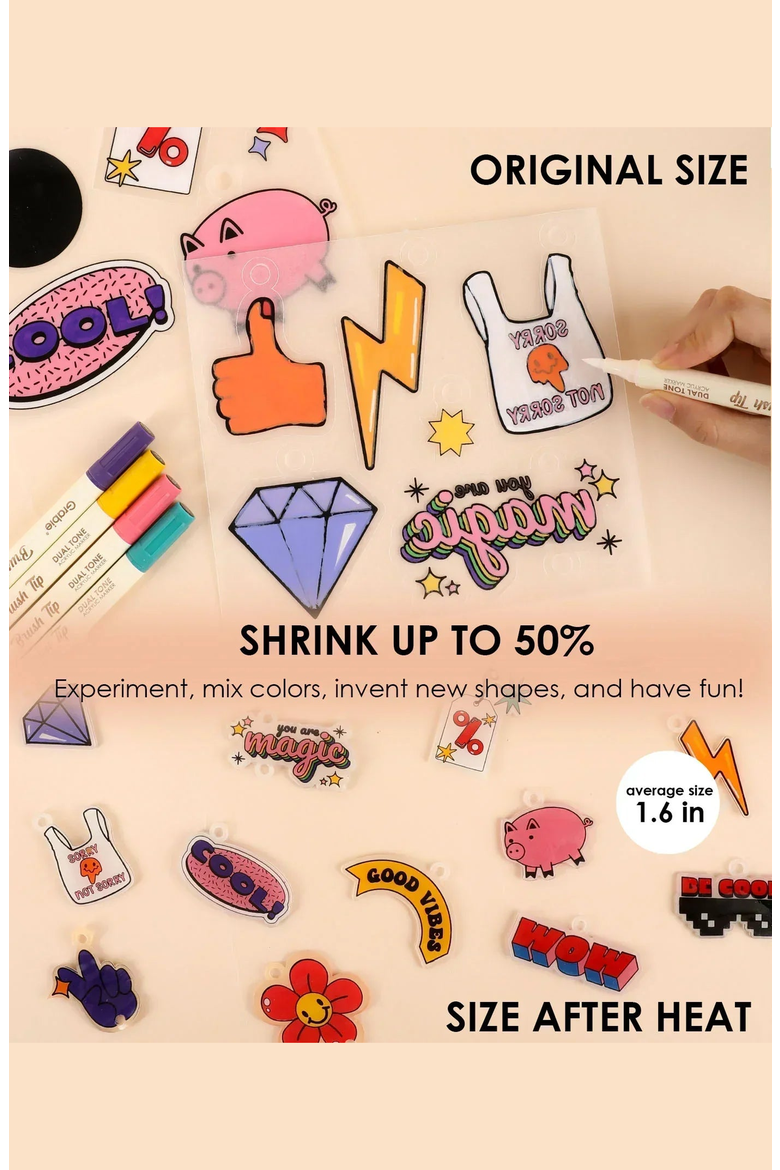 Shrink to Sparkles DIY Shrinky Dinks Craft Kit, Alternate, color, Retro Vibes