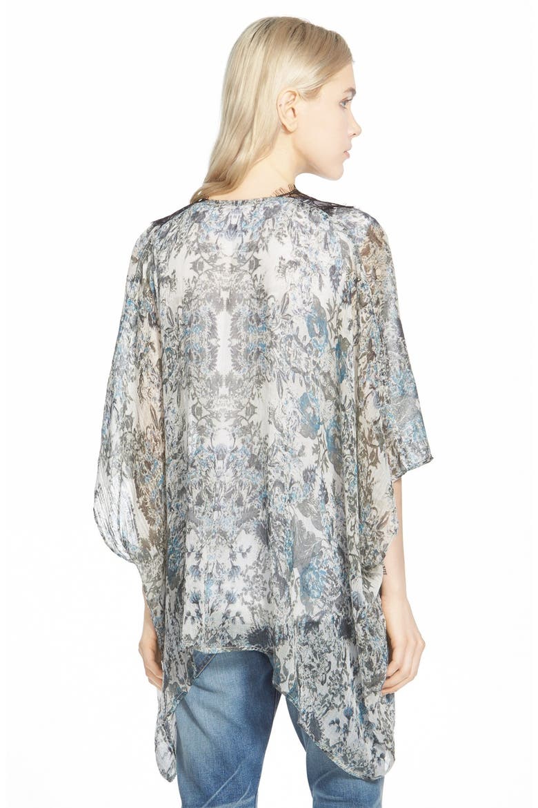 BCBGeneration 'Only Dreams' Lace Trim Kimono, Alternate, color, BLACK