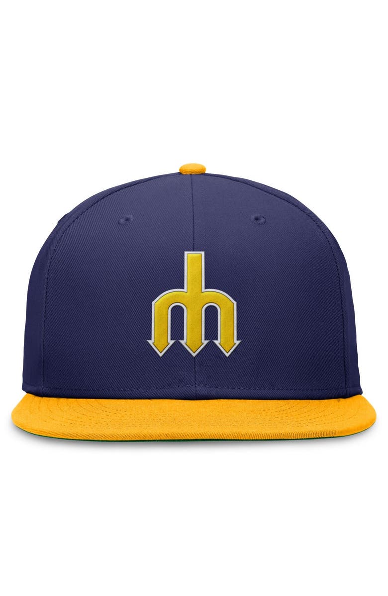 Nike Men's Nike Royal/Gold Seattle Mariners Rewind Cooperstown True Performance Fitted Hat, Alternate, color, 