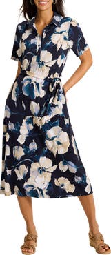 Tommy Bahama Carmela Beleza Blossom Tie Belt UPF 30+ Shirtdress