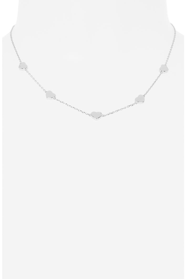 Heart Station Link Necklace, Alternate, color, SILVER
