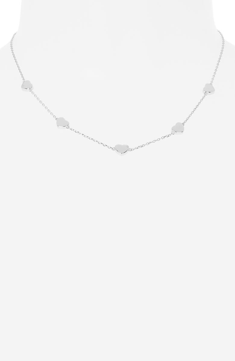NORDSTROM RACK Heart Station Link Necklace, Alternate, color, Silver