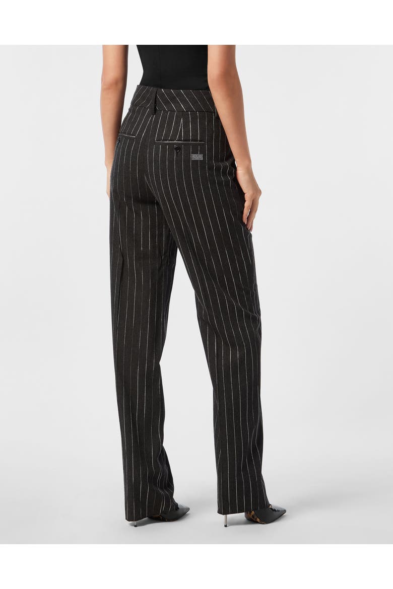 Pinstriped Straight Lady Trousers Women, Alternate, color, grey