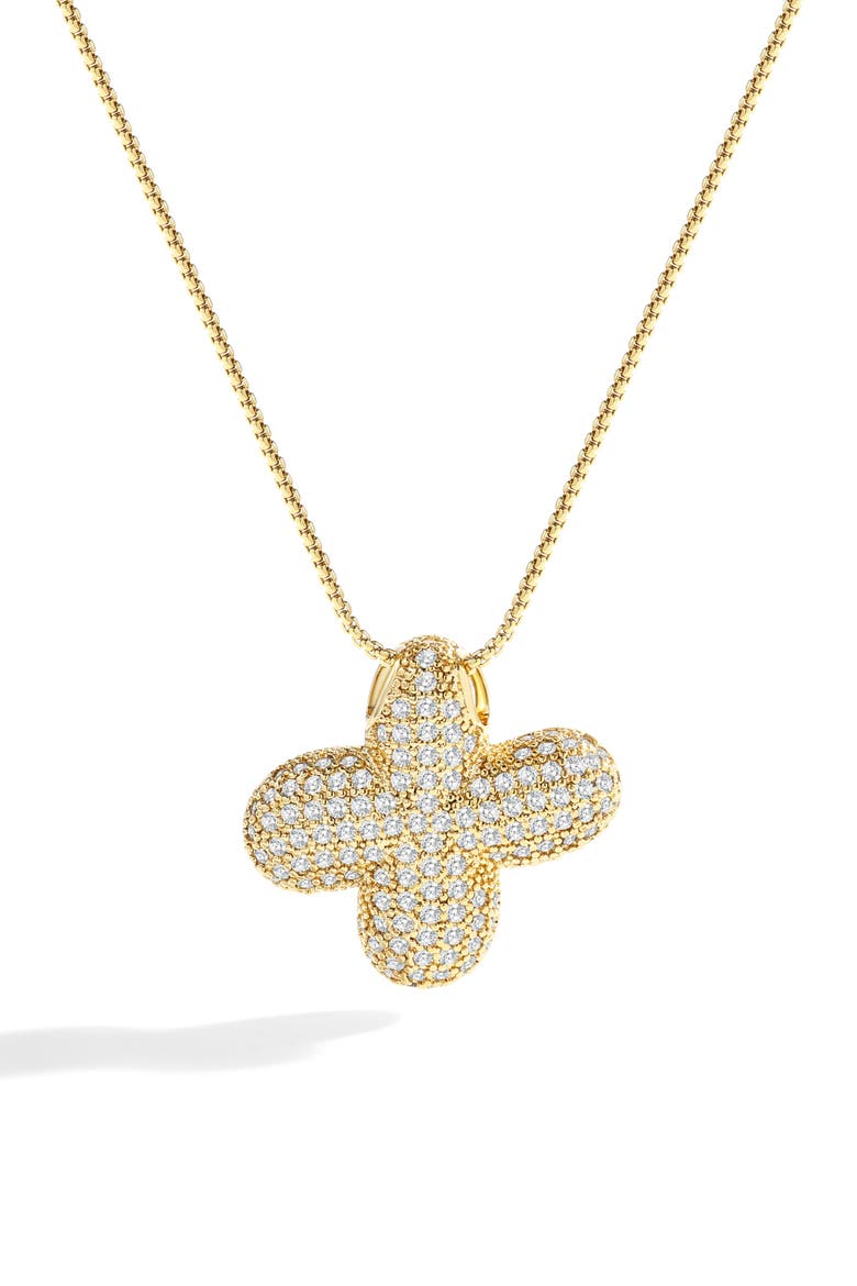 Pave Bubble Initial Necklace, Main, color, 18k Gold / Letter X
