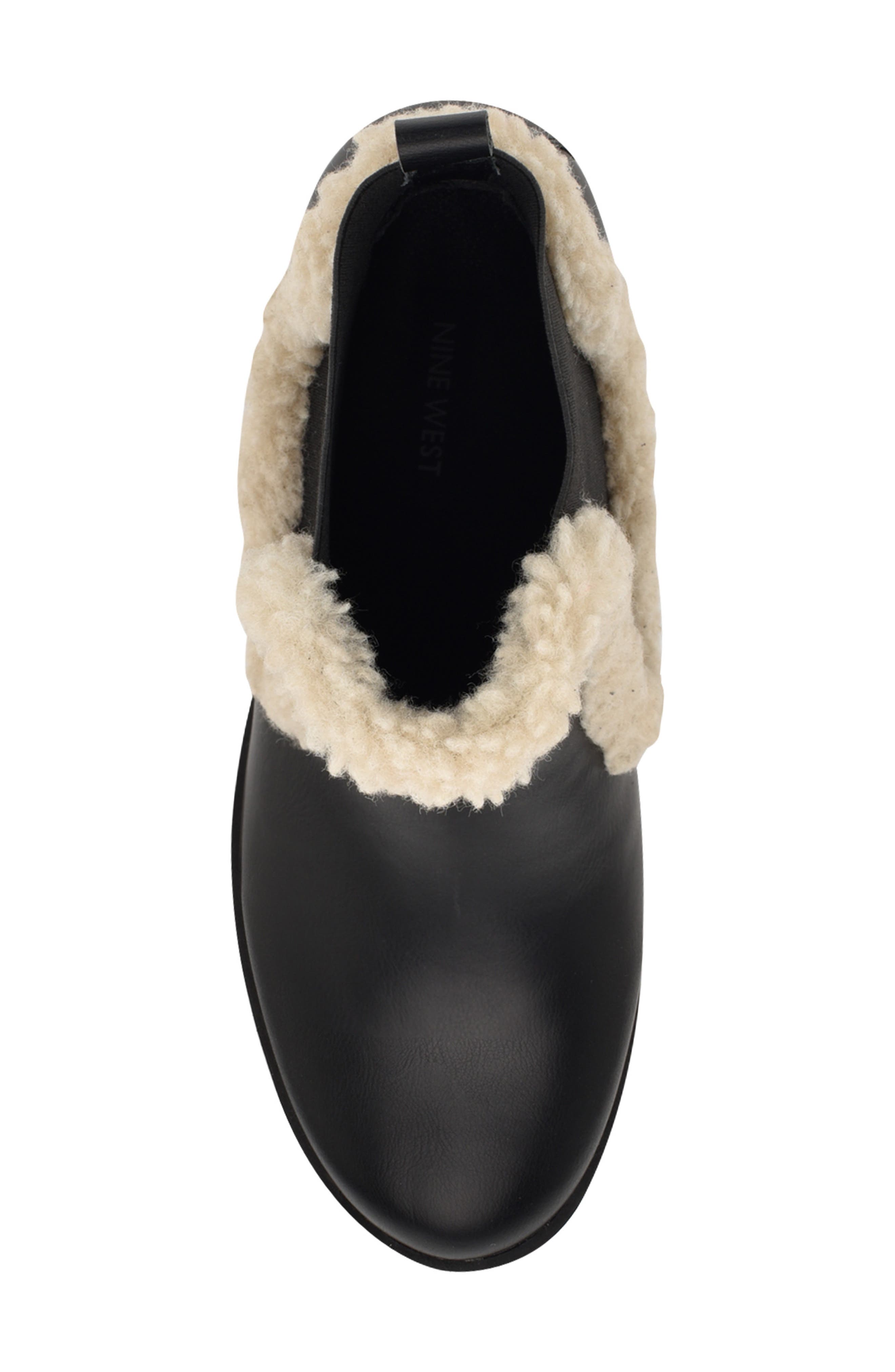 Nine West Haray Faux Shearling Lug Sole Chelsea Boot, Alternate, color, 
