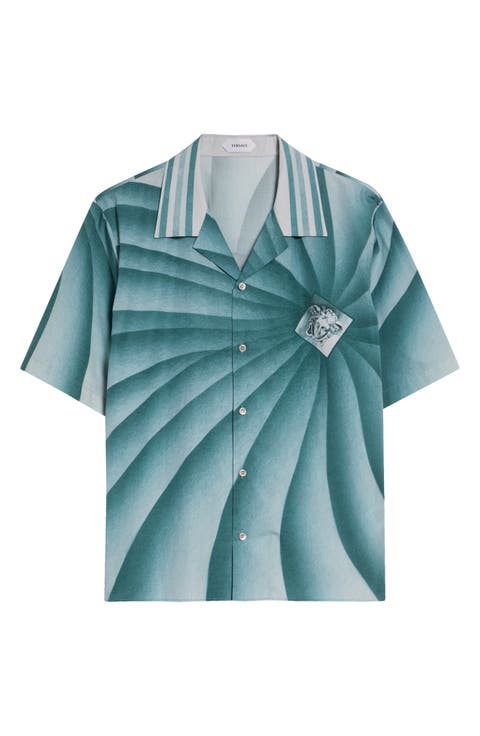 The Vortex Print Cotton Poplin Camp Shirt