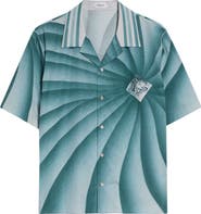 Versace The Vortex Print Cotton Poplin Camp Shirt