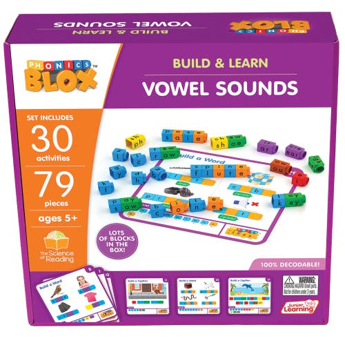 Junior Learning Rainbow Phonics Blox Vowel Sounds in Multicolored 