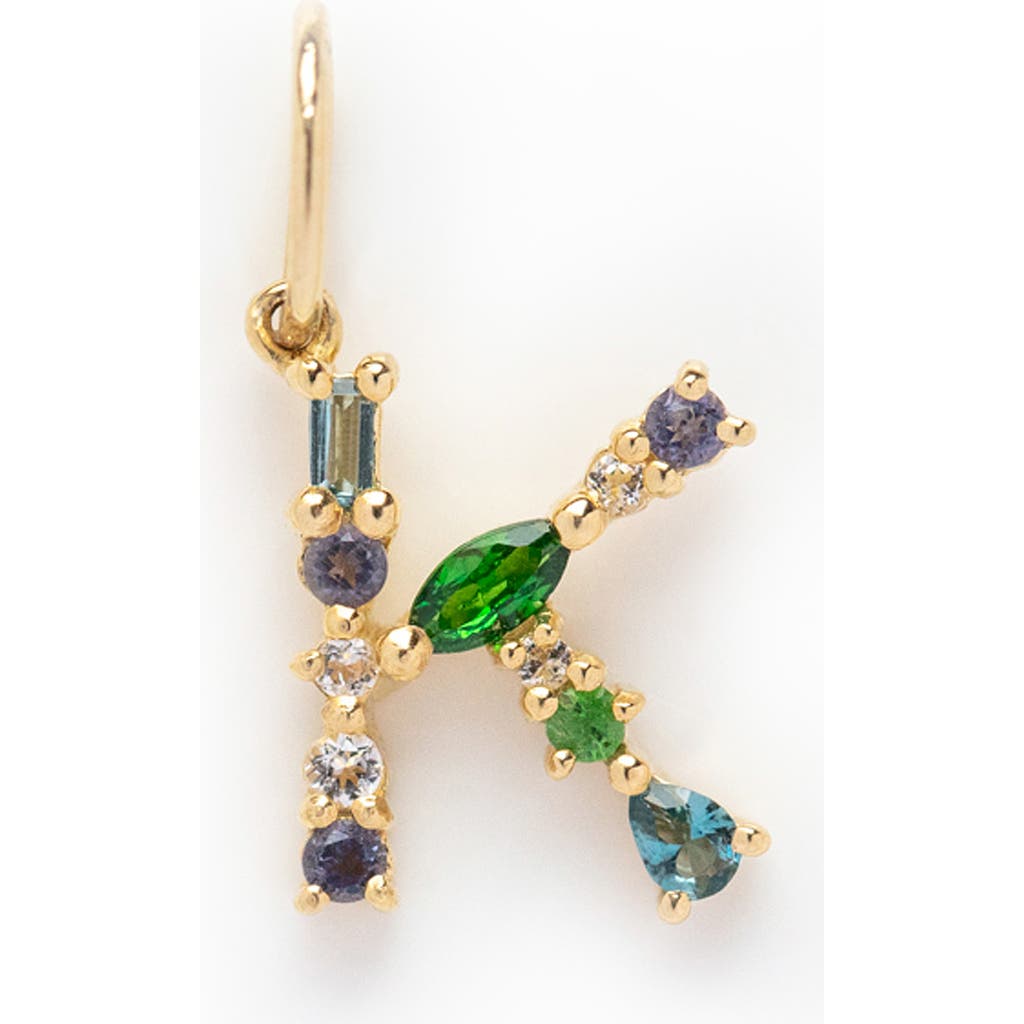 Local Eclectic Semiprecious Stone Initial Charm In Gold
