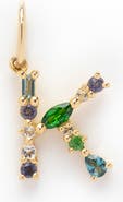 Local Eclectic Solid 9K Gold & Semiprecious Stone Initial Charm