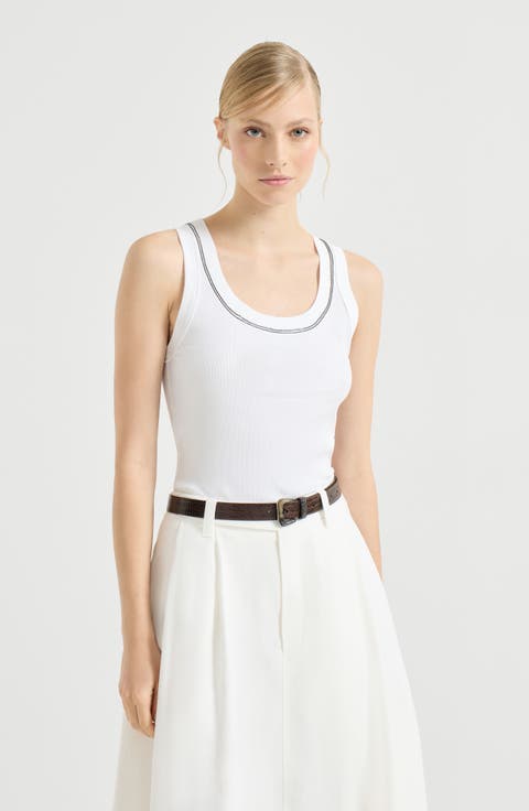 Ribbed jersey top