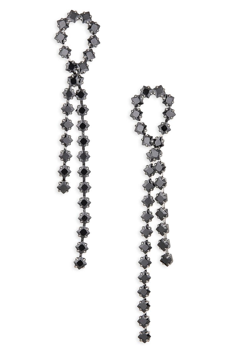 Tasha Crystal Ribbon Drop Earrings, Main, color, Gunmetal/Jet