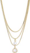 NORDSTROM RACK Set of 3 Faux Pearl & Cubic Zirconia Pendant Necklaces