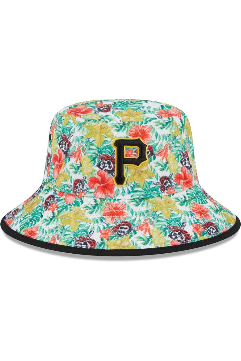 Men's New Era Pittsburgh Pirates Tropic Floral Bucket Hat, Main, color, Black